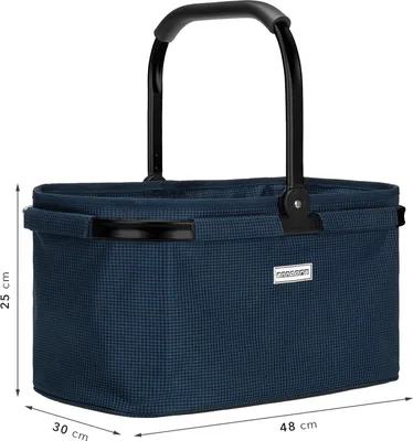 Produktbild von anndora Einkaufskorb - Henkelkorb blau Hahnentritt48 cm breit - Hahnentritt