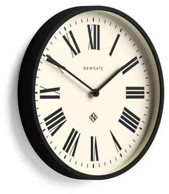 Wanduhr, modern, rund, 37 cm, schwarz, Acryl, römische Ziffern