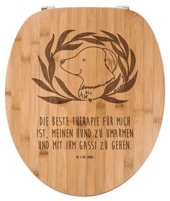 Produktbild von Mr. & Mrs. Panda Toilettendeckel Hund Blumen - Transparent - Geschenk, Holz Klodeckel, Gassi gehen, WC-Brille, Hundemama, Klobrille, WC Brille, Hundebesitzer, Umarmen