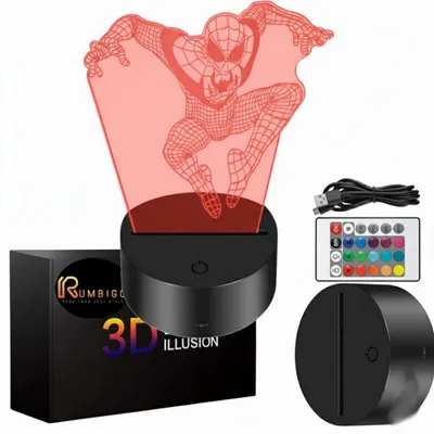 Obrázek produktu pro 3D iluze lampa pavoučí hrdina noční světlo děti 16 barev LED s dálkovým ovládáním