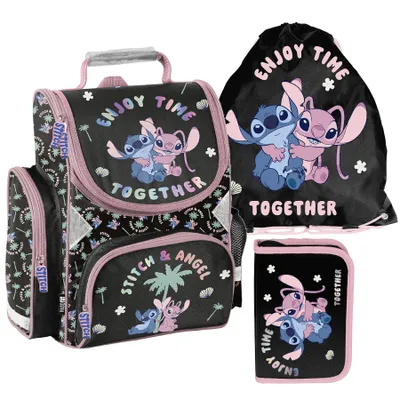 Produktbild von Schulrucksack Mädchen Jungen Motiv LILO & STITCH 3 T Set Rucksack Federmäppchen Tasche Mega-Set Paso Disney STICZ