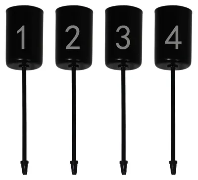 4 Adventskranz-Kerzenhalter, Metall, schwarz, Ø 2,5 cm, mit Zahlen 1-4