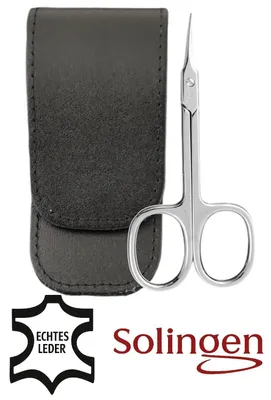 Produktbild von Solingen Turmspitzschere Nagelhautschere mit Echtleder Etui  Germany Schwarz