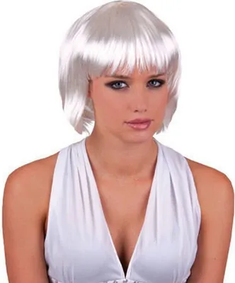 Produktbild von Kinnlanger Pagenkopf Perücke weiß y Holly für Damen Karneval Kostüm
