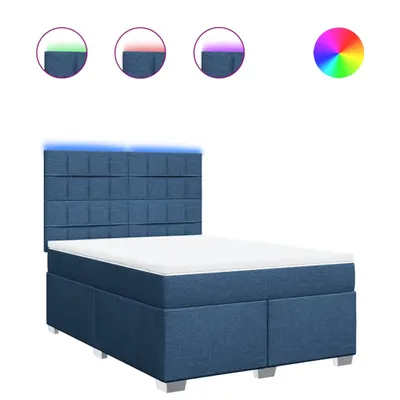 Produktbild von vidaXL Boxspringbett mit Matratze Blau 140x190 cm Stoff