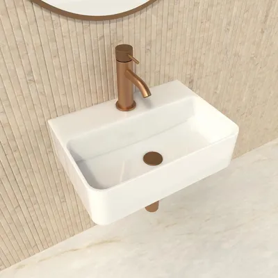 Productafbeelding van Wastafel wandmontage - 37 x 26 cm - Keramiek - Met kraangat, zonder overloop