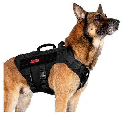 Produktbild von Hundegeschirr für große Hunde, AIRE MESH Taktisches Anti-Zug Geschirr mit 2 Griffen, Verstellbares Brustgeschirr, Atmungsaktiv Schwarz XL