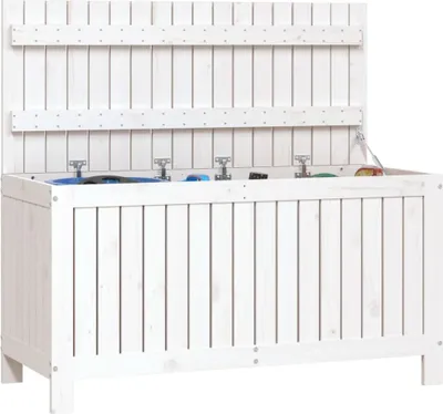 Obrázek produktu pro vidaXL Zahradní truhla bílá 115x49x60 cm Masivní borovicové dřevo