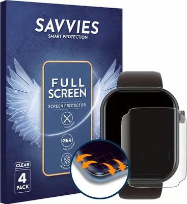 Produktbild von 4x Savvies Fullscreen Schutzfolie für Smartwatch IDW15 1.8" Displayschutz Folie Fullcover Klar Transparent