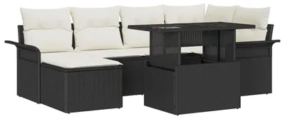 Image de Banc de jardin - Ensemble de salon de jardin - Mobilier de jardin - Canapé modulaire 2 places - Résistant aux intempéries, en polyrotin