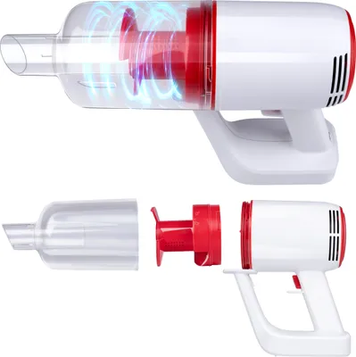 Produktbild von Dirt Devil Akku Staubsauger DD9001 – 2‑in‑1 Kabellos mit Handstaubsauger – Akkustaubsauger mit 80 W Leistung – 0,5 L Behälter – Ca. 1,3 kg – Beutellos und Leicht - Weiß/Rot