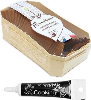 Produktbild von 2 Kuchenformen aus Holz 21 cm + Icing schwarzen Stift