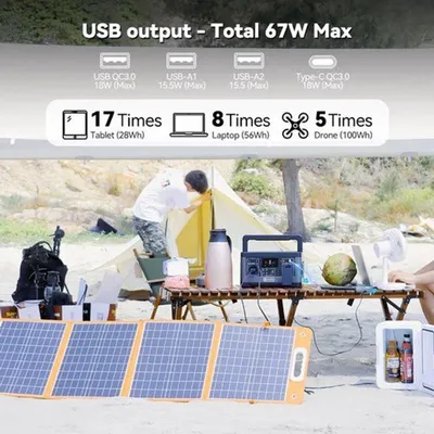 Produktbild von Tragbares Stromaggregat – 520 Wh Lithium-Batterie – Solargenerator – 500 W Wechselstromausgang – Powerstation