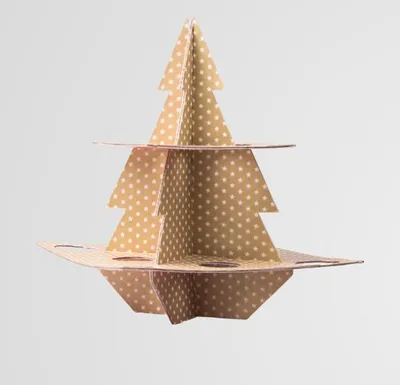 Produktbild von Muffinetagere + Backförmchen, Weihnachtsetagere, bunte Tannenbaumform