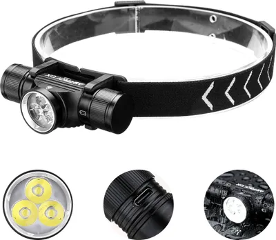 Obrázek produktu pro LED čelovka 1080LM Čelovka typu C dobíjecí s baterií 18650 Vodotěsná rybářská nouzová lucerna