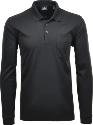 Produktbild von Größe M Ragman Herren Poloshirt langarm Softknit schwarz 540291