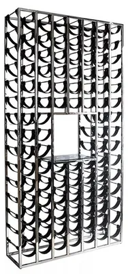 Zdjęcie produktu dla Ogromny stojak na butelki wina Casa Padrino srebrny / czarny 114 x 32 x h. 220 cm - stojak na wino