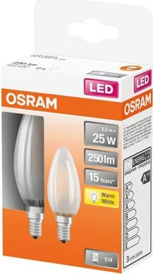 Image de Led Flamme Verre Dépoli 2.5w E14 Chaud Boite 2 - Osram
