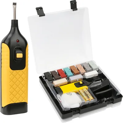 Produktbild von Jopassy Holz Reparatur Set 17-teilig - 11 versch. Farbtöne - Wachs Reparatur Set für Holz Oberflächen aller Art und Fliesen Kacheln & Steingut Oberflächen reparieren, Fliesen Reparaturset