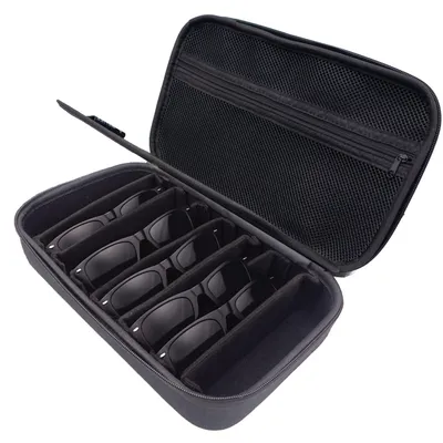 Produktbild von Sonnenbrillen Etui mit Hardcase für mehrere Brillen - Brillenaufbewahrung mit weichem Innenfutter, Reißverschluss & Fach (Brillenetui für 8 Brillen)