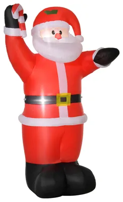 Produktbild von Aufblasbar Weihnachtsdeko, 2,4 m Weihnachtsmann mit LED-Beleuchtung, Zuckerstange