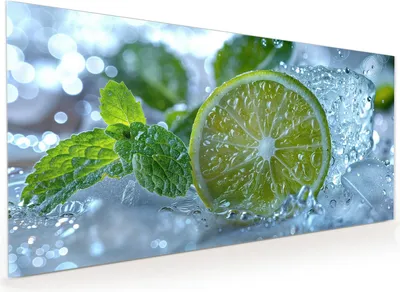 Produktbild von Küchenrückwand Spritzschutz Glas mit Motiv Erfrischende Limette 40 x 40 cm