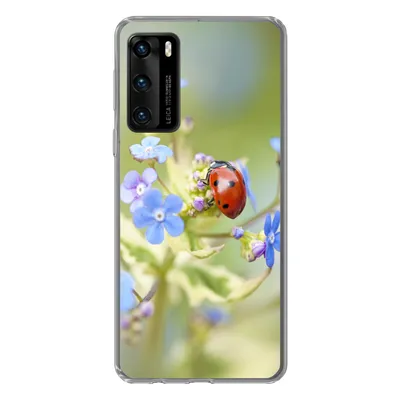 Produktbild von MuchoWow® Handyhülle Schutzhülle Hülle für Huawei P40 Marienkäfer - Blume - Frühling Silikon Softcase Handy Hülle - Handytasche
