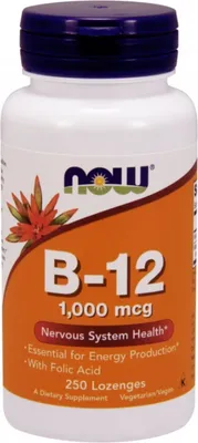 Produktbild von NOW Foods Vitamin B12 1000 µg Folsäure 100 µg Lutschtablette 250 Tabletten BI3872
