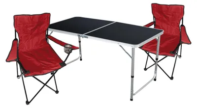 3-tlg. Camping Set Gartenmöbel Campingtisch + 2 x Anglersessel Rot