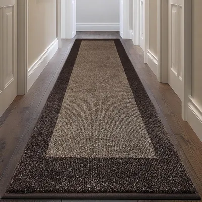 Produktbild von Waschbarer Teppich Läufer 80 x 243 cm Braun rutschfest saugfähig Polyester