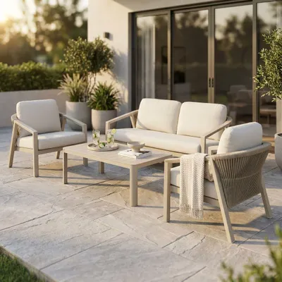 Immagine prodotto di Milani Home - schienale salotto modulare, alluminio e textilene e corda, modulare componibile angolo, beige, 180 x 78 x 83 cm