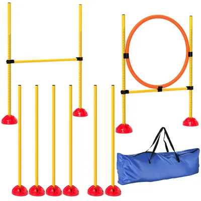 Produktbild von Agility Set Hunde 3-teiliges befüllbar Agility-Ausrüstung für Hundetraining Steckhürdenset mit Slalomstangen