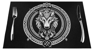 PVC-Tischsets Wikinger-Runen Wolf 45x30 cm, 4 Stück
