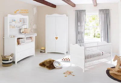 Zdjęcie produktu dla Pinolino Kinderträume 100023XRX, Łóżeczko dla dziecka, Drewno, Biały