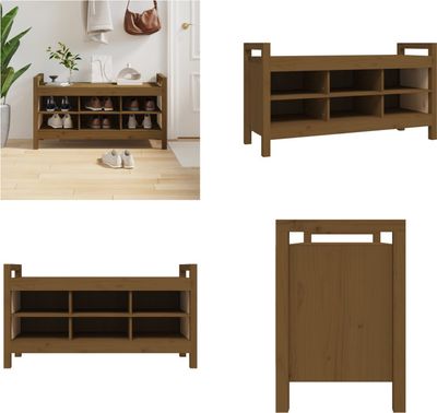 vidaXL Lavica do predsiene medovo hnedá 110x40x60 cm z masívneho dreva borovice - lavica do predsiene - lavica do predsiene - sedacia lavica