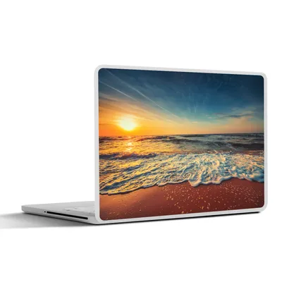 Produktbild von MuchoWow® Laptop Aufkleber Sticker Cover Strand - Meer - Sonnenuntergang - Gold 30x21 cm - Sticker für Laptop - Selbstklebend