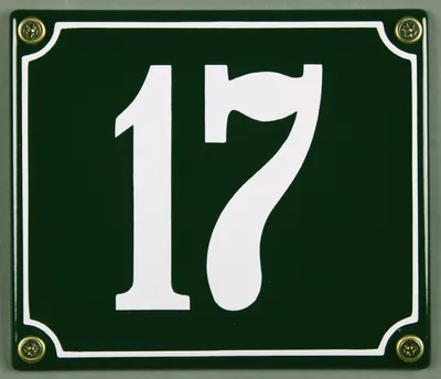 Produktbild von Hausnummernschild 17 grün 12x14 cm  Schild Emaille Hausnummer Haus Nummer Zahl Ziffe