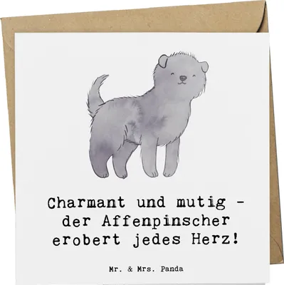 Produktbild von Mr. & Mrs. Panda Grußkarte Affenpinscher Charmeur - Weiß - Geschenk, Hunderassen Pflege, Hunde, verspielter Hund, Glückwunschkarte, mutig, anlasskarte, Klappkarte, kleine