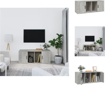 Image de vidaXL Armoire TV gris béton 100x35x40 cm Bois composite - Meuble TV