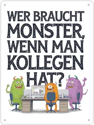 Produktbild von Keine Monster , aber Kollegen Metallschild XL in 21x28 cm Monster als Kollege