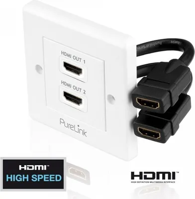 Produktbild von PureLink PureInstall Serie HDMI Anschlussdose, 2-fach, weiß Zum Einbau in Kabelkanäle (PI105)
