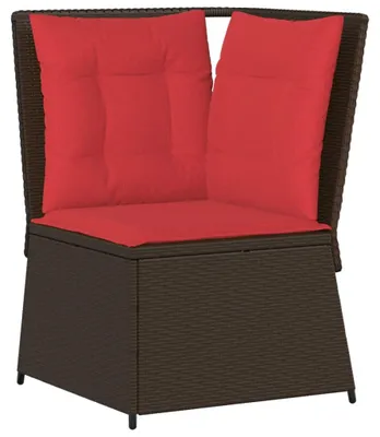 Produktbild von vidaXL Garten-Ecksofa mit Kissen Braun Polyrattan