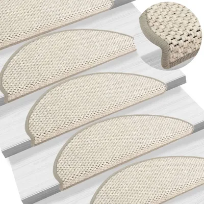 Image de Tapis d'escalier autocollants aspect sisal 15 pcs 65x21x4 cm