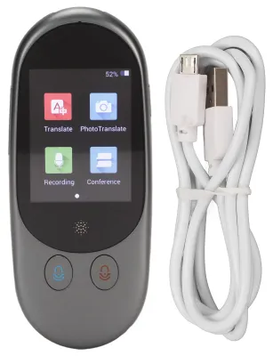 Produktbild von Sprachübersetzer-Gerät, 2,4-Zoll-Touchscreen, Echtzeit-Zwei-Wege-Übersetzung, tragbar, intelligente Stimme, Grau