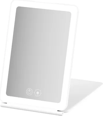 Obrázok produktu pre Prenosné LED zrkadlo na líčenie - skladacie, 3× zväčšenie, dotykové ovládanie, 3 teploty farieb, plynulé stmievanie, nabíjanie cez USB-C