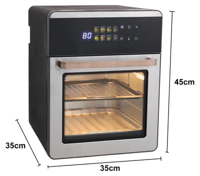 Produktbild von Heißluftfritteusen Ofen - 16L - 1800W 360° Heißluftzirkulation - Digitaler Touchscreen - Fettarme Zubereitung - Edelstahlgehäuse - EU-Stecker