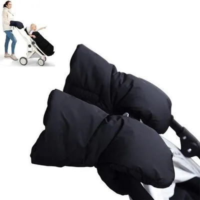 Productafbeelding van Winterhandschoenen voor kinderwagens - 1 paar - Met klittenbandsluiting - Winddicht en waterdicht - Zwart - Handschoenen voor kinderwagens - Warmte-isolerende handschoenen