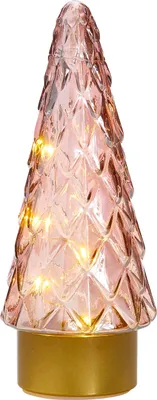 Produktbild von LED Winterglas Dekoration Tannenbaum mit Timer Battierien Echtglas 10 Micro LEDs