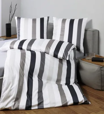 Produktbild von Janine Design Mako-Satin-Bettwäsche-Garnitur 87111 J. D. Farbe grau Größe 135x200+80x80