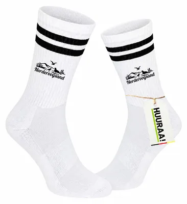 Produktbild von Huuraa Uni Socken Norderoogsand Strandmotiv 42/46 Black Baumwolle Tennissocken Geschenkidee, KI-generiertes Bild